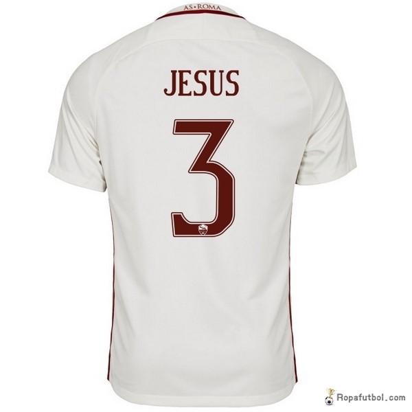 Camiseta As Roma Replica Segunda Ropa Jesus 2016/17 Blanco